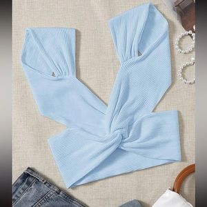 Twist Front Open Back Crop Top